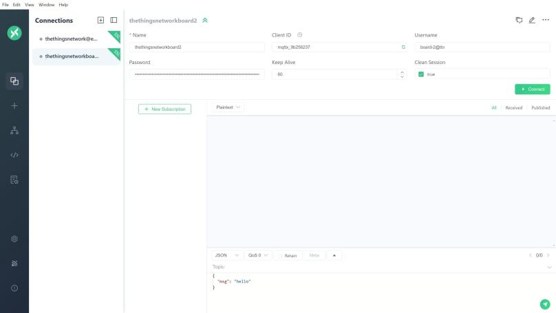 MQTTX connect to device