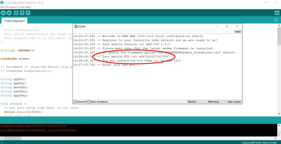 First configuration get EUI