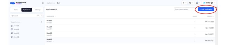 Add application button