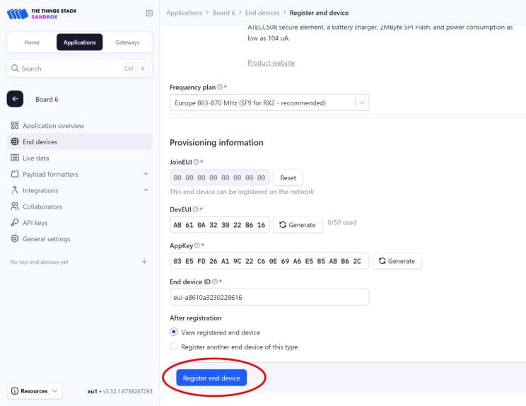 Enter registration data