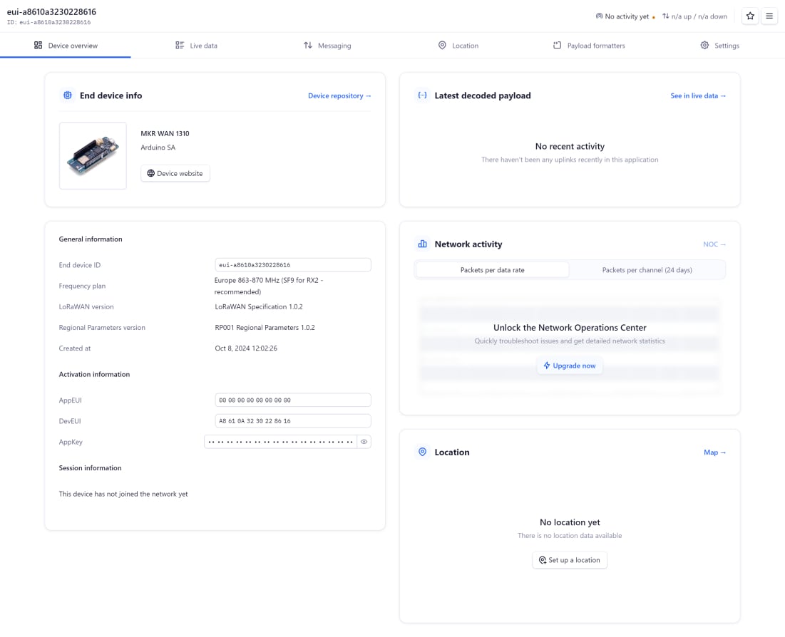 Device overview page