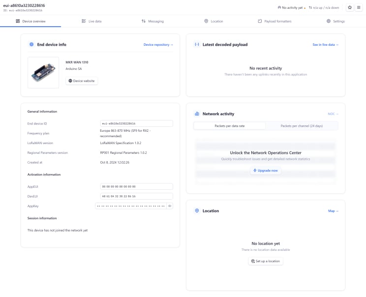 Device overview page