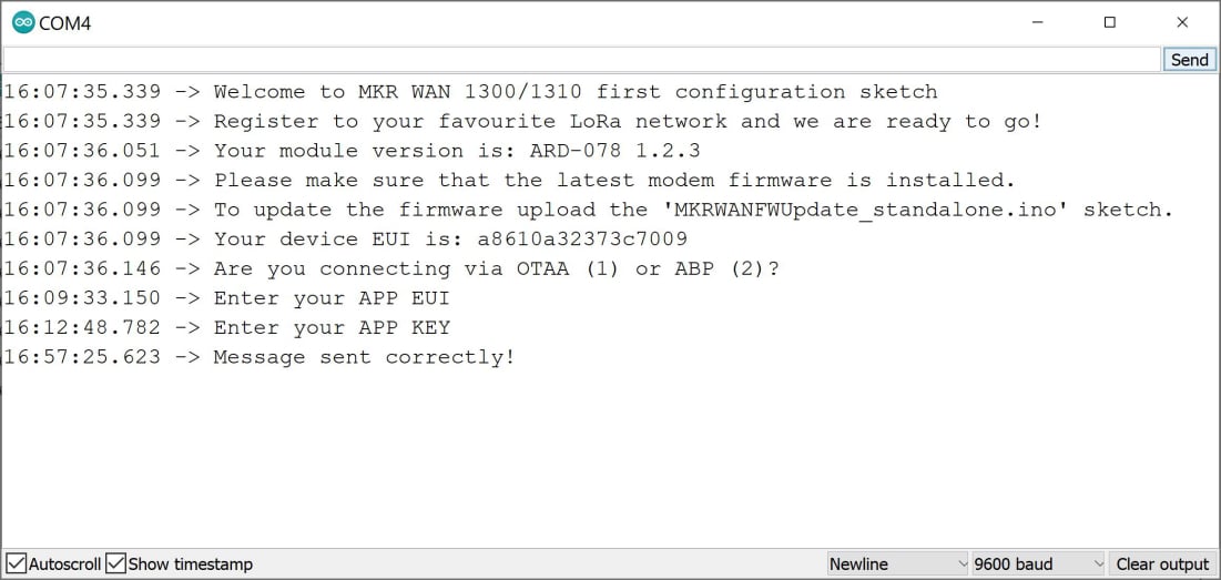 Message sent correctly