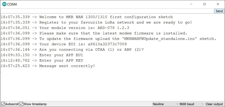 Message sent correctly