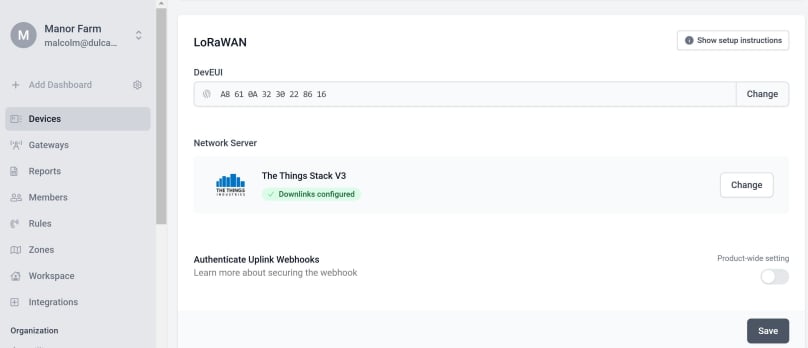 Downlinks configured