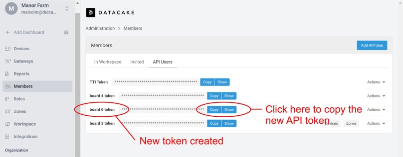 New API token