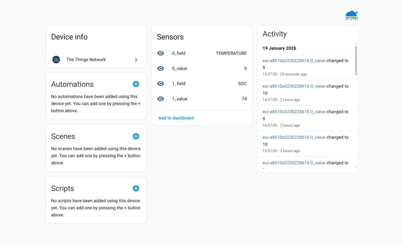 Home Assistant device page