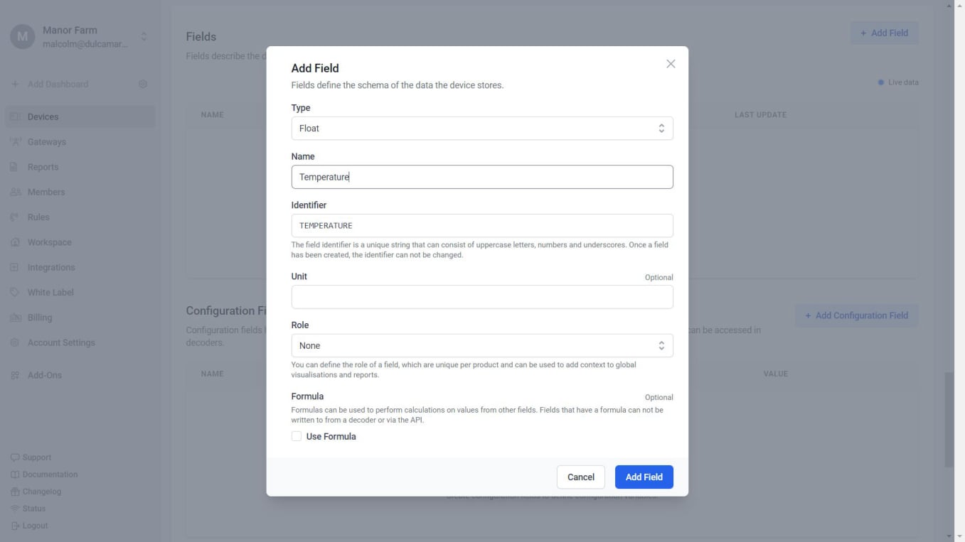 Add temperature field