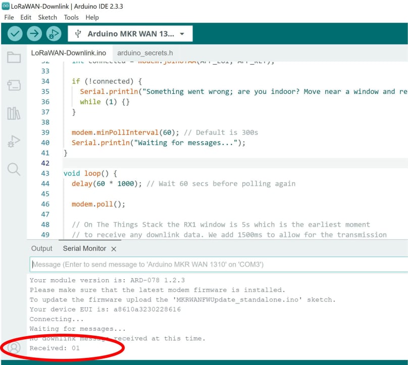 Serial monitor led on