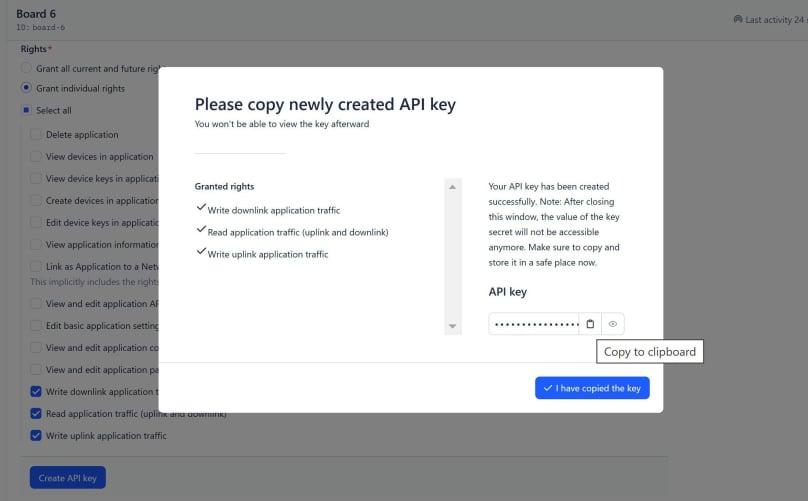Copy API key